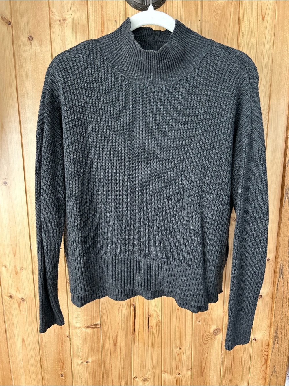 Women’s Style & co Charcoal Ribbed Mock Neck Women's Sweater Size Medium